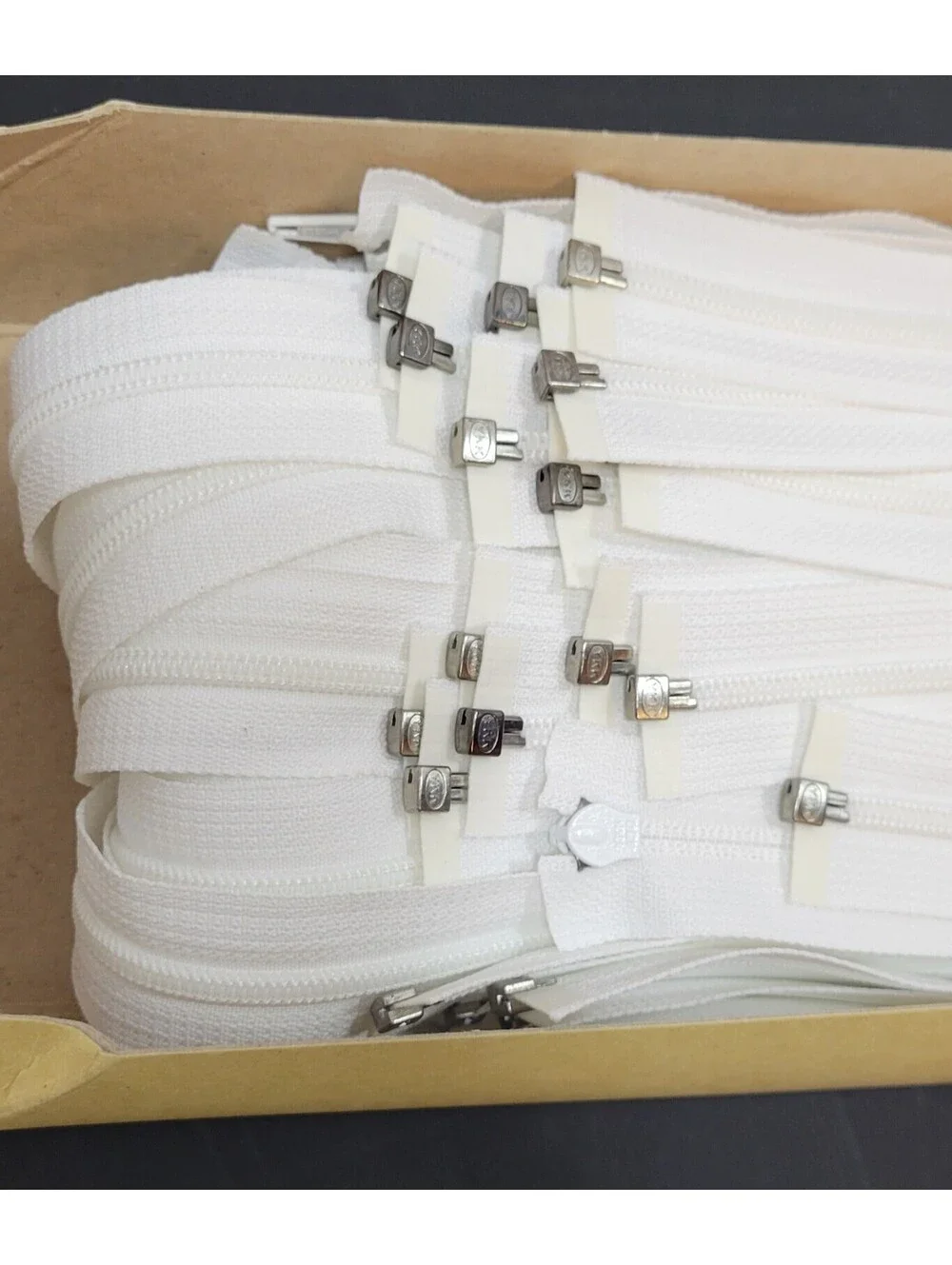 Vintage YKK White Zippers 40 Inch Long No. 501 One Box NOS Open Box (A)